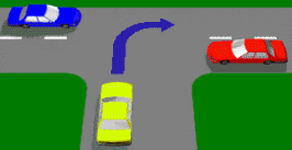 category intersections - If turning right at a T-intersection (as shown) must you give way to vehicles approaching from both the left and right?