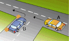 category intersections - You are in car A and are going straight ahead through the intersection. Who should give way?