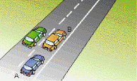 category traffic-lights-lanes - You are in car marked A. You wish to overtake car marked B. You should: