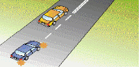 category traffic-lights-lanes - When starting to overtake you see the dividing lines ahead change to double unbroken lines. What should you do?