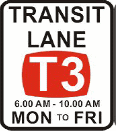category traffic-lights-lanes - You change lanes and then see you are in a lane where the T3 rule applies. There is no other traffic in this lane. You have one passenger. What should you do?
