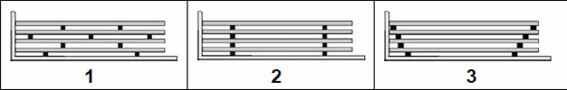 category load-restraint - Which diagram shows the correct dunnage position for long rigid loads such as steel pipes?