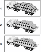 category load-restraint - Which diagram shows the correct method for restraining large pipe loads?
