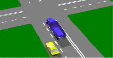 category negligent-driving - You are driving behind a long vehicle (as shown) which has a sign saying DO NOT OVERTAKE TURNING VEHICLE. The long vehicle indicates that it is going to turn left. You: