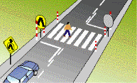 category pedestrians - You approach a person crossing the road. You should: